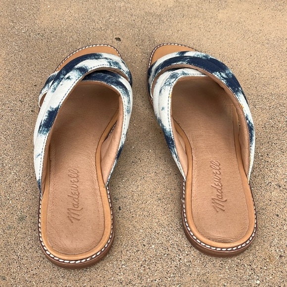 Madewell Skyler Sandal Slide Slip On Flats Blue White Women’s Size 7.5 - Picture 3 of 9